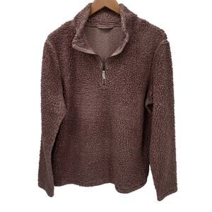 Mountain Khakis Jacket Womens Large Pink Sherpa Fleece Apres Pullover 1/2 Zip